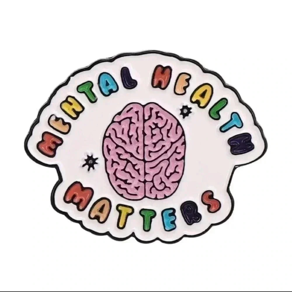 Rainbow mental health matters awareness support pin enamel brooch White pink whi